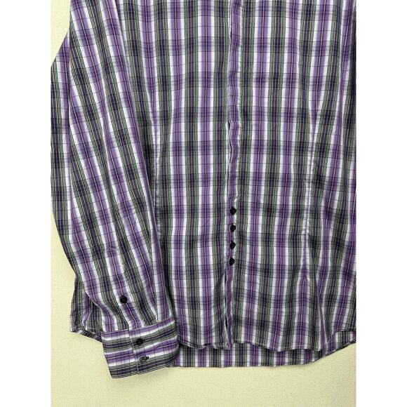 Authentic 7 Diamonds Men’s Long Sleeve Button Up Shirt Size XL Purple Plaid - Picture 2 of 11